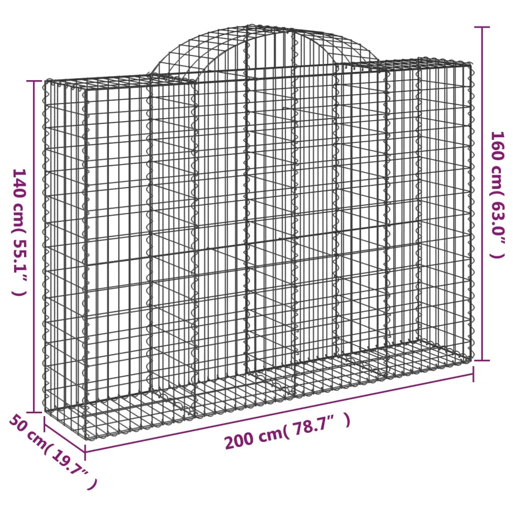 Cesti Gabbioni ad Arco 25 pz 200x50x140/160 cm Ferro Zincato 3146378