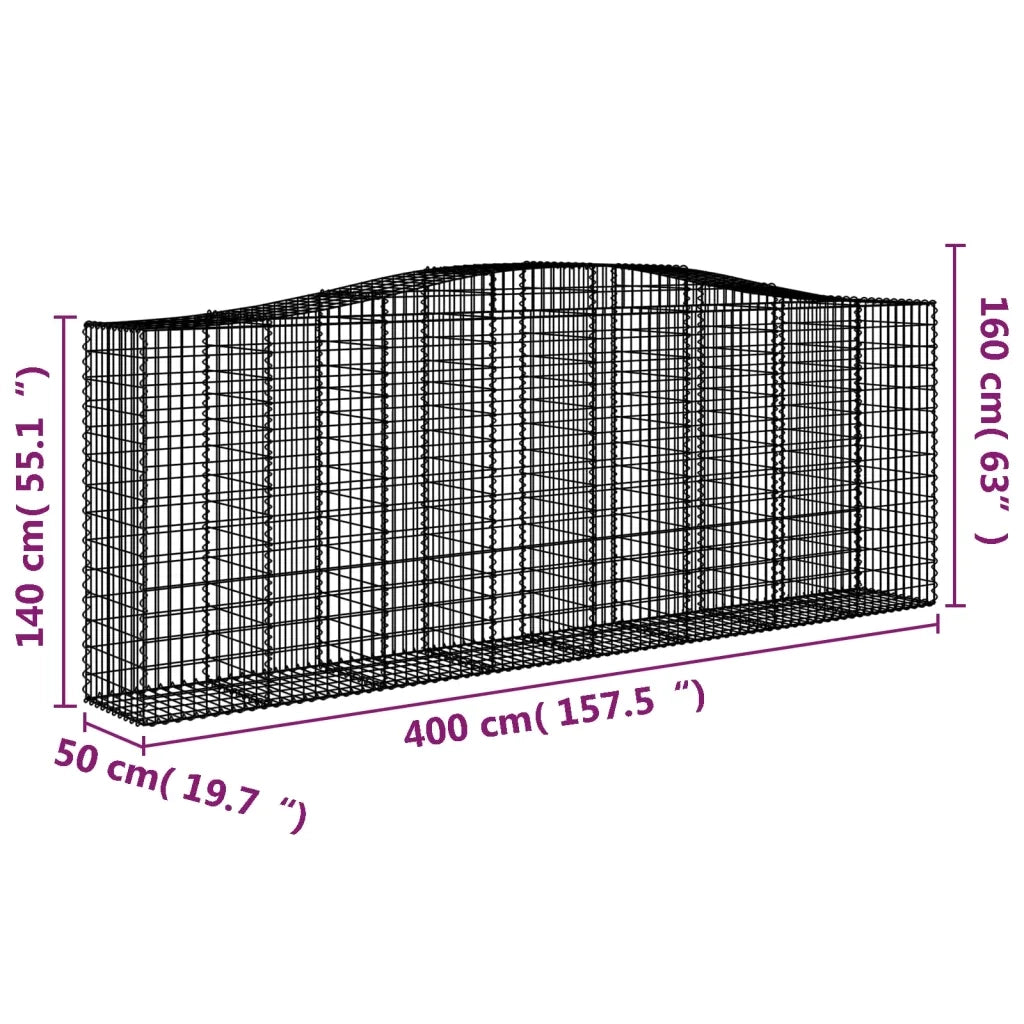 Cesti Gabbioni ad Arco 4 pz 400x50x140/160 cm Ferro Zincato 3145984