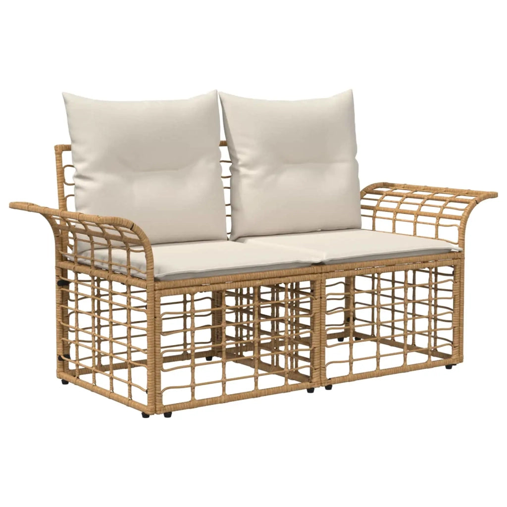 Set di divani da esterno 5 pz | Set Salotto da Giardino Naturale e Bianco Crema