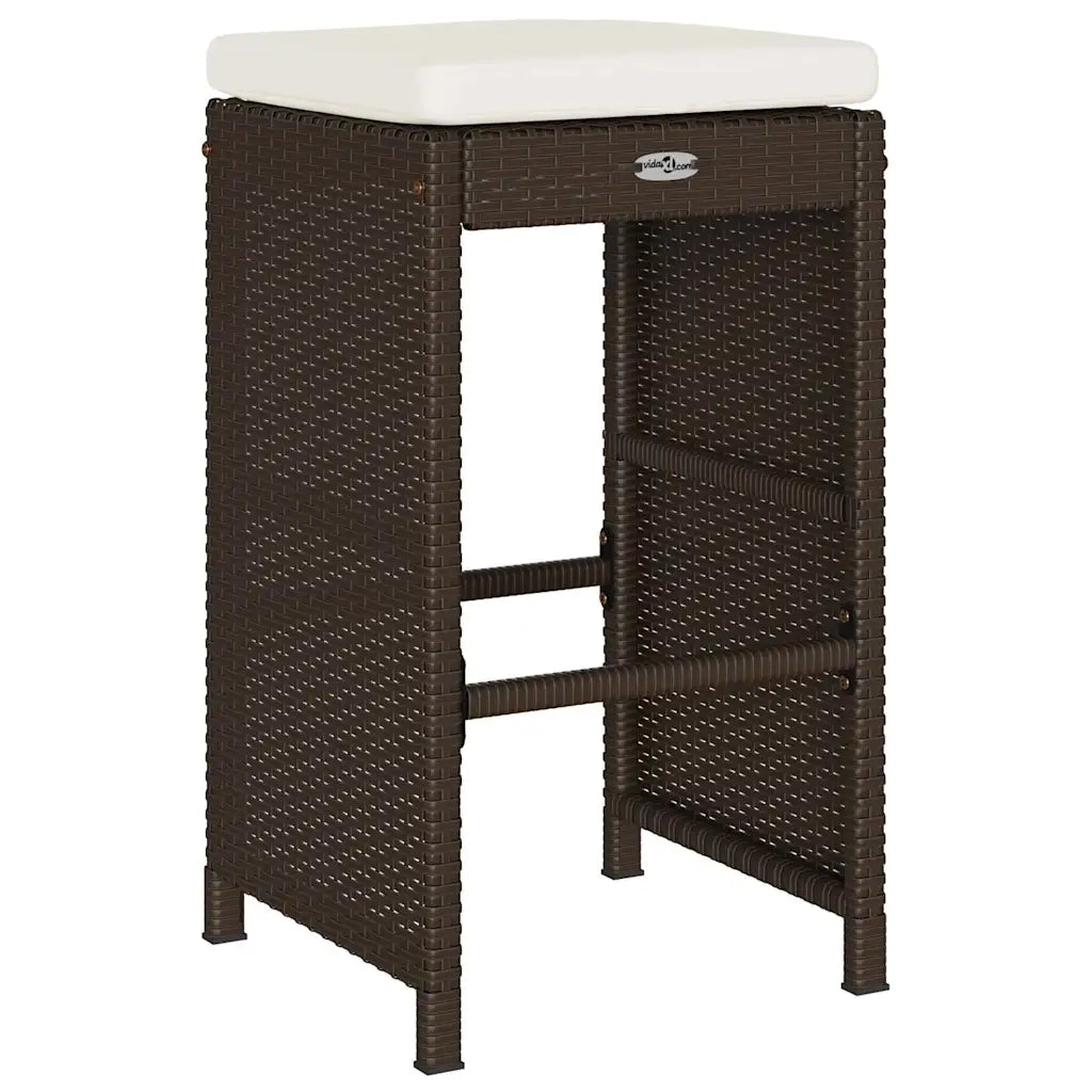 Sgabelli da Bar con Cuscini 2 pz Marroni in Polyrattan 368685