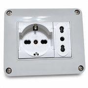 Cassetta Elettrica IP40 con Presa Schuko e Bipasso 10/16A