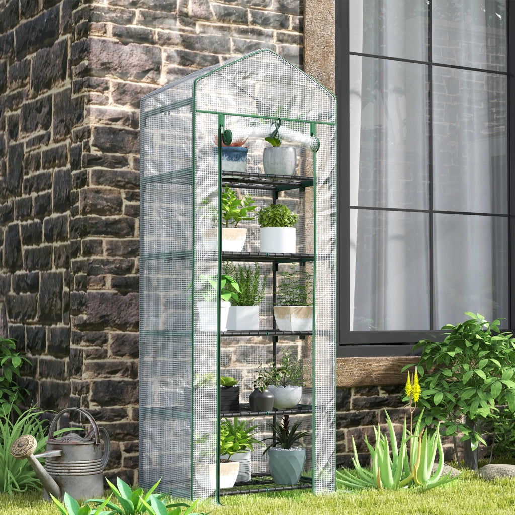 Serra da Giardino Mini per Fiori e Ortaggi ¨C Xylo ¨C Acciaio e Plastica 69x49x193 cm Bianco