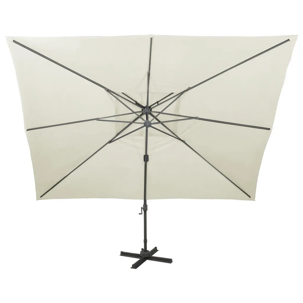Ombrellone da giardino a sbalzo con doppia cima Sabbia 400x300 cm 312369