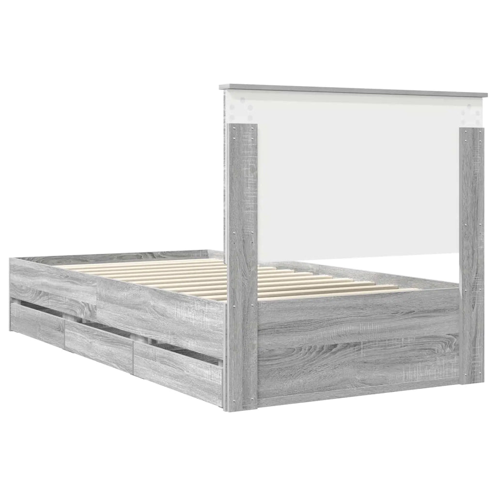 Letto singolo | Letto per adulti | Struttura del letto con cassetto Grigio Sonoma 100 x 200 cm
