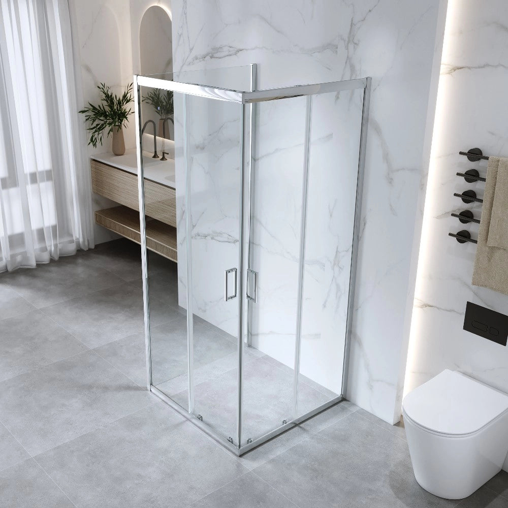 Box Doccia 3 Lati 80x80x80 Cm H185 cm vetro 6 mm Trasparente Apertura Scorrevole| Kiro