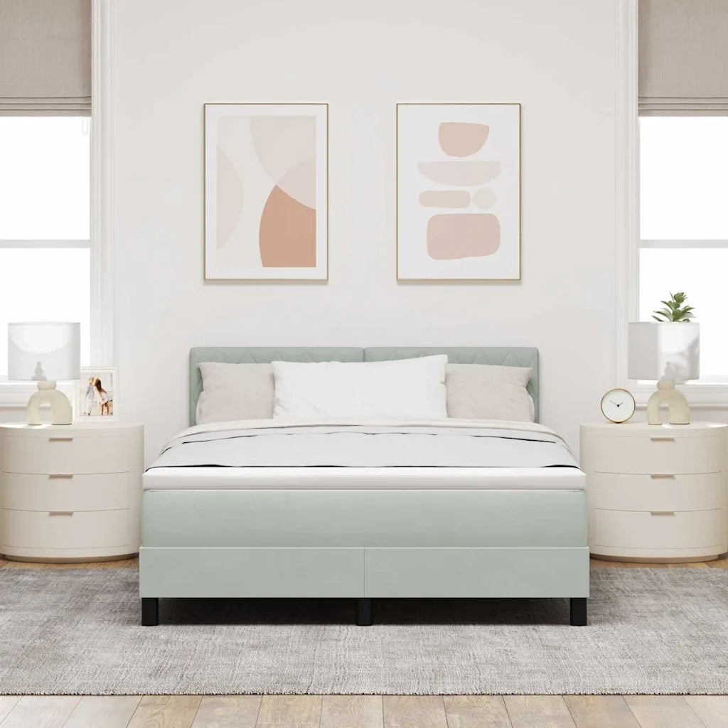Letto a Sorgente LED con led Grigio chiaro 160 x 200 cm Velluto 3342596