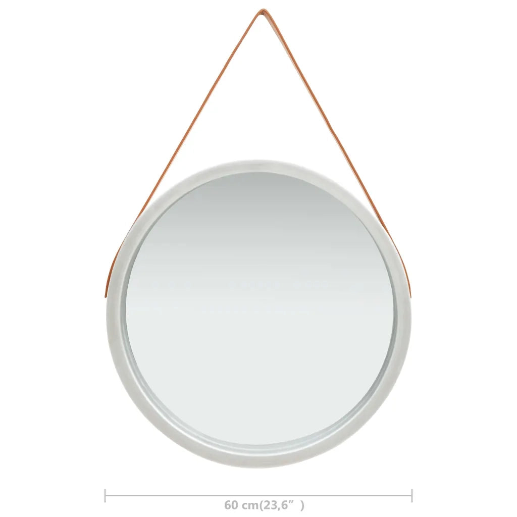 Specchio da Parete con Cinghia 60 cm Argento 320370