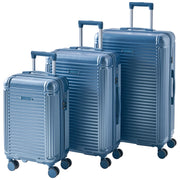 Set di 3 valigie blu in materiale sintetico con ruote silenziose in ferro e cerniera antifurto 3 misure Lucchetto TSA Comodità