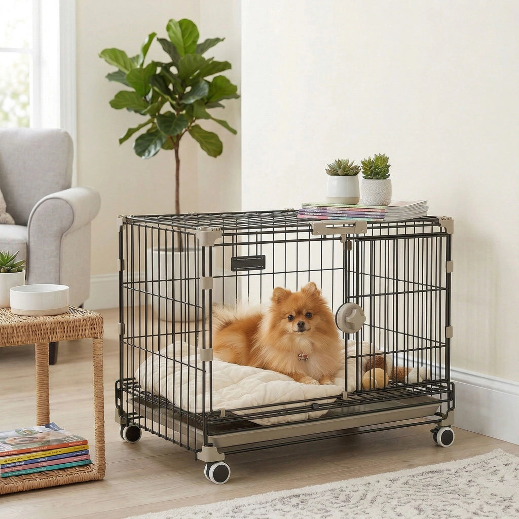 Gabbia per Cani con Ruote e Vassoio Rimovibile ¨C Xylo ¨C 60,5x45,5x54,5cm Nero