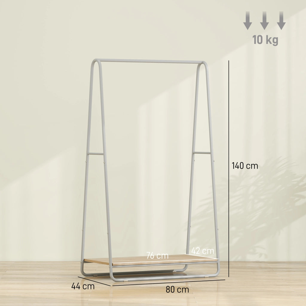 Appendiabiti con scarpiera ¨C Xylo ¨C 3 in 1 metallo grigio e legno naturale