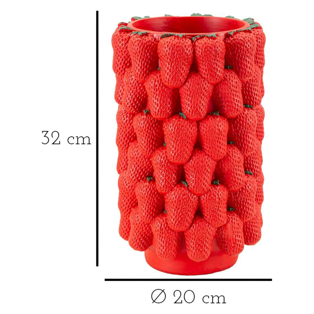 Giano, Vaso Disegni con Fragole, Rosso