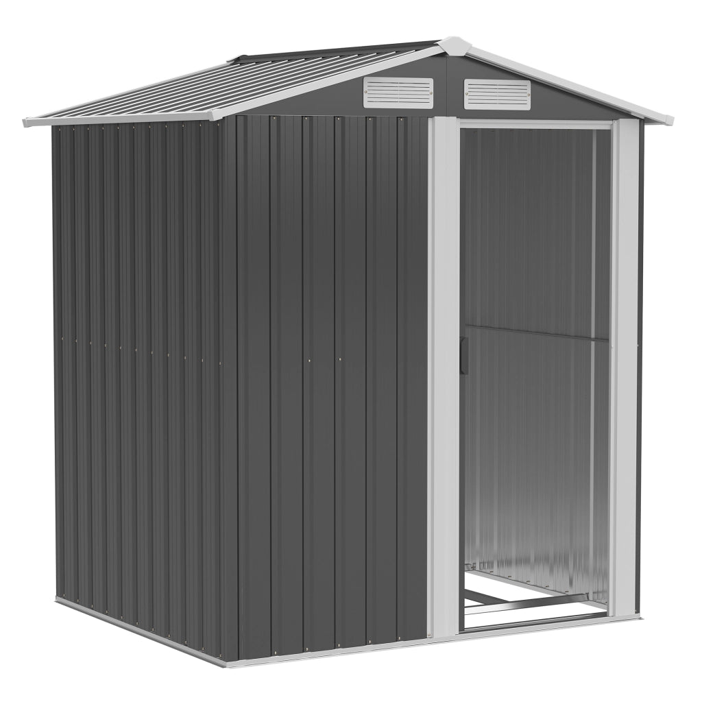 EasyComfort Casetta da Giardino Porta Attrezzi in Acciaio, Tetto inclinato e 4 Prese d'Aria, 152x132x188cm