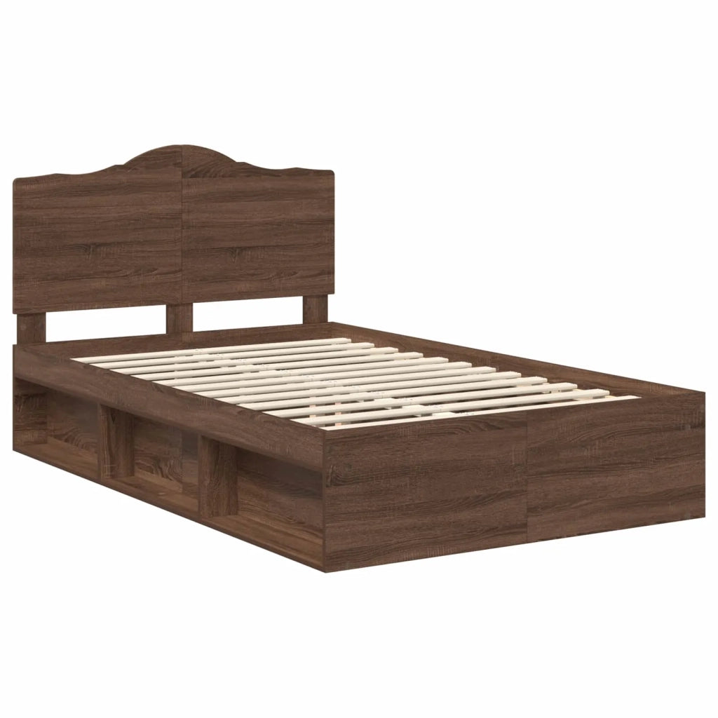Letto matrimoniale | Letto per adulti | Struttura del letto Rovere Marrone 120 x 190 cm Pino massello
