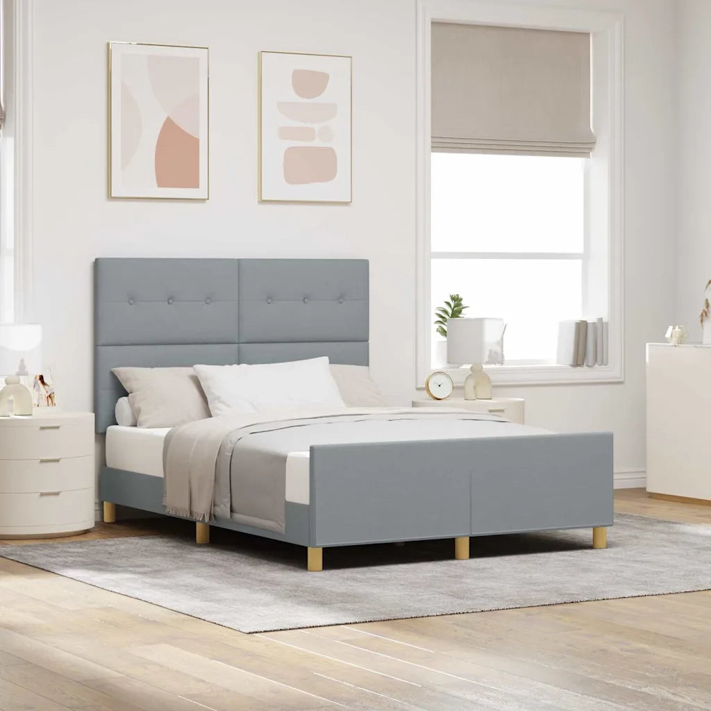 Letto matrimoniale | Letto per adulti | Struttura del letto Grigio chiaro 140 x 200 cm Tessuto