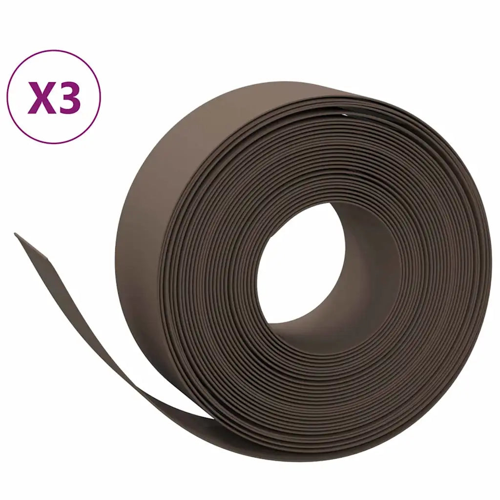 Bordature da Giardino 3 pz Marroni 10 m 20 cm in Polietilene CFW2792888