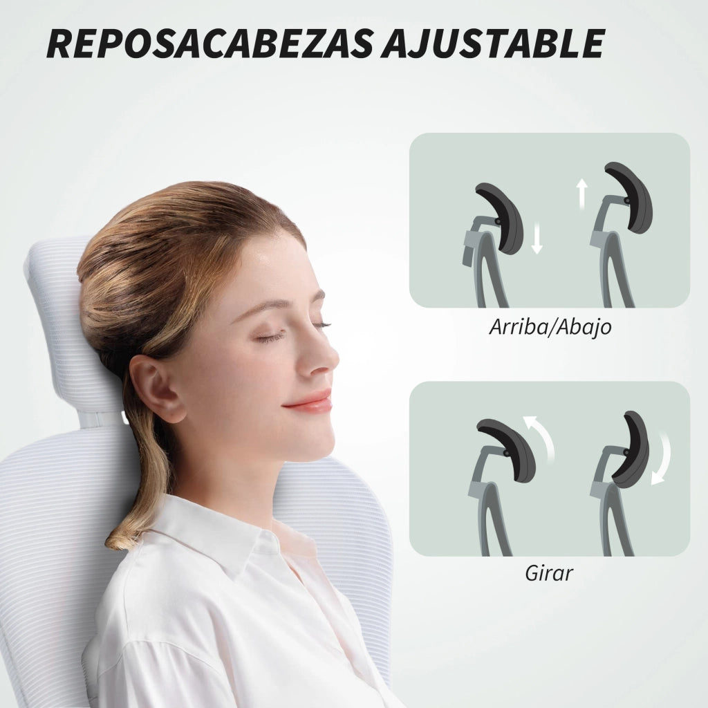 Sedia da Ufficio con Schienale Alto Poggiatesta Regolabile Supporto Lombare Rete 62x64x120 cm Bianco ¨C Xylo
