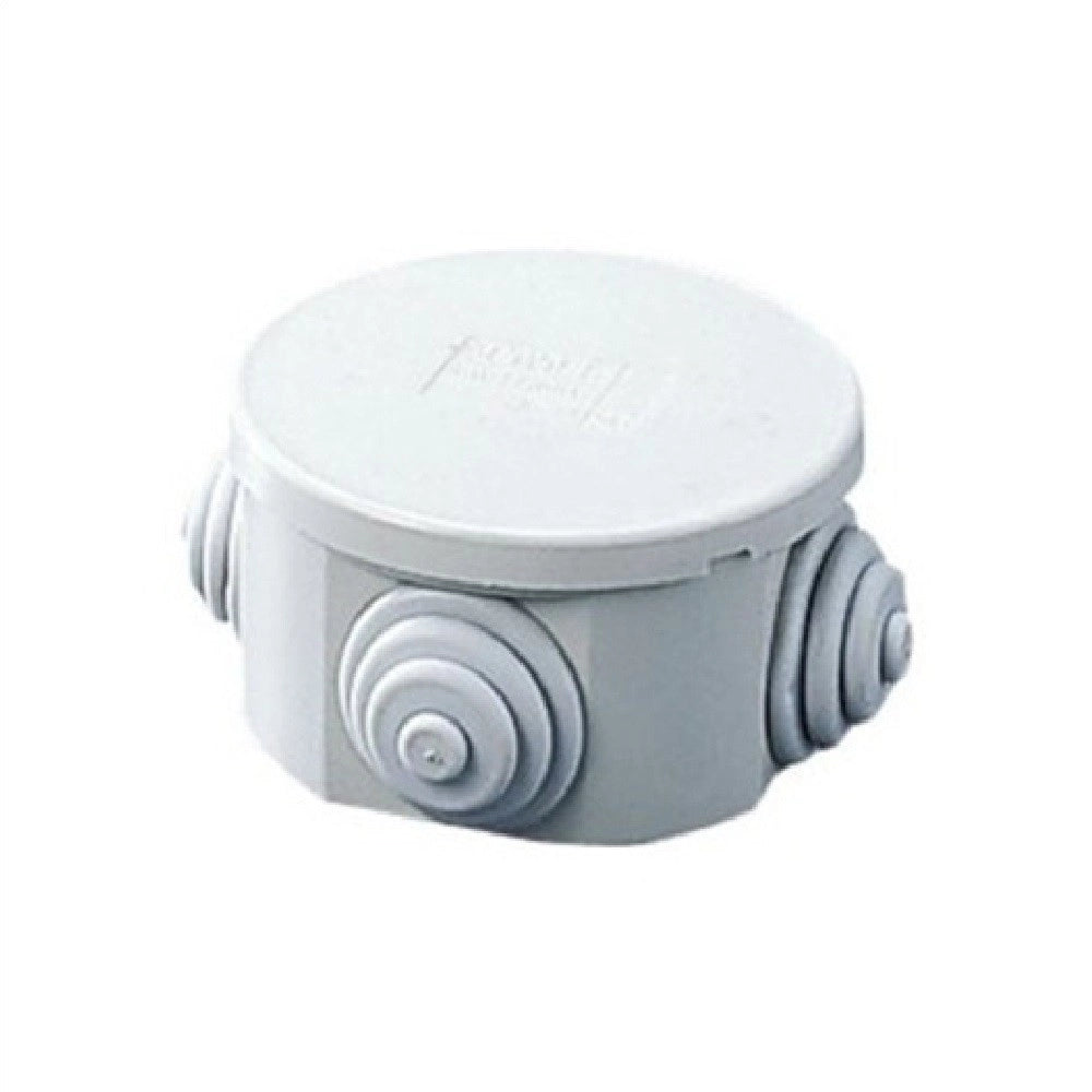 Trade Shop - Scatola Stagna Cassetta Rotonda Coperchio A Pressione 80x40mm Ip44 Con Passacavi -