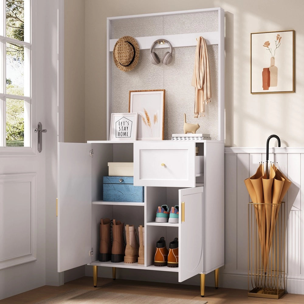 Mobile Ingresso con Scarpiera e Appendiabiti ¨C MINIMAL ¨C Bianco, 80x175,5x35 cm