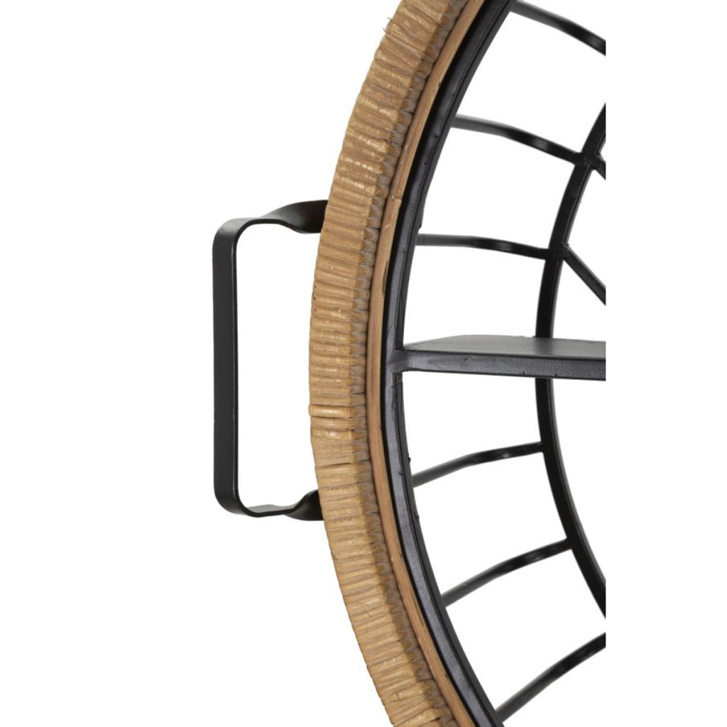 Mensola da muro Cebu a 2 ripiani in ferro e rattan — 72,5x18x65 cm