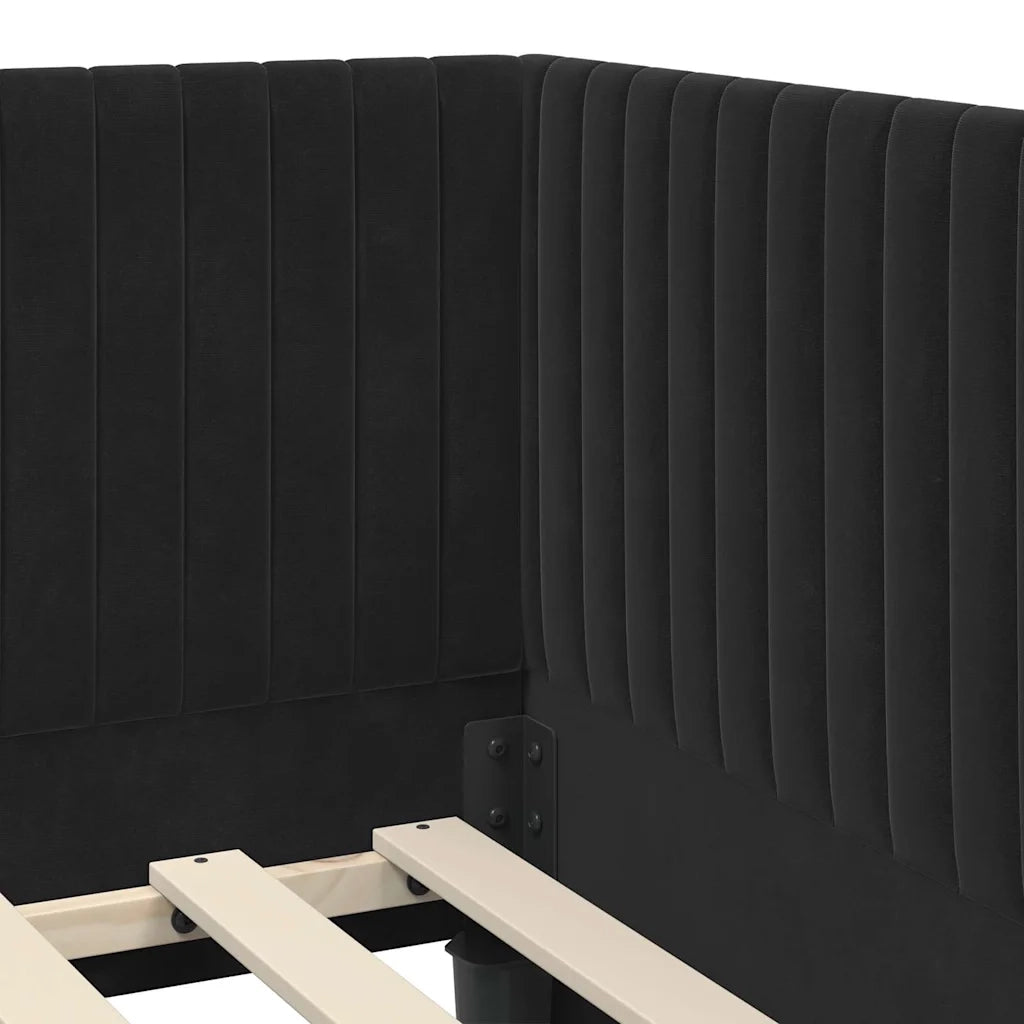 Letto singolo | Letto per adulti | Cornice del letto ad angolo Nero 90 cm x 200 cm Velluto