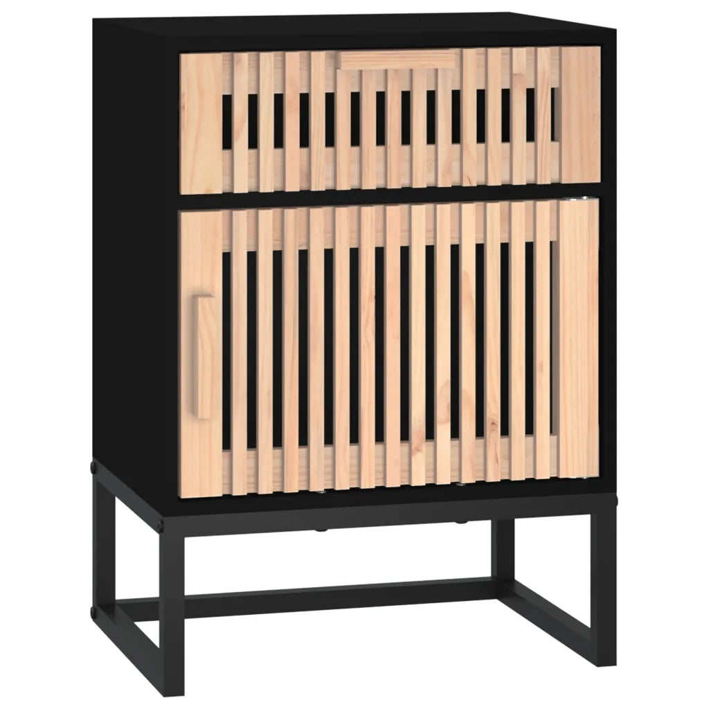 Comodino Nero 40x30x55,5 cm Legno Multistrato e Ferro 352093