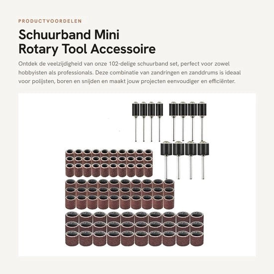Accessorio per strumento rotativo mini - Set di 102 pezzi - Anello e tamburo per abrasione e taglio - Multifunzionale
