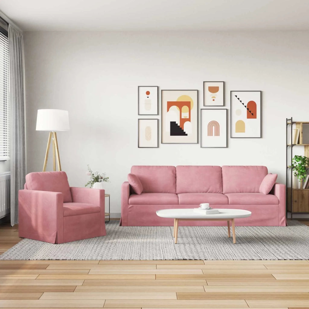 Divano 2 pcs Rosa 228 x 78 x 80 cm Velluto