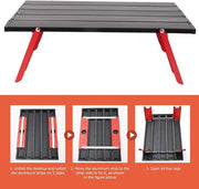 Tavolo da Campeggio Mini Opportuno per Esterno 

Specifica: 
- Materiale: Alluminio
- Dimensioni: 
  - Larghezza: 60 cm
  - Lunghezza: 120 cm
  - Altezza: 70 cm
- Peso: 4 kg
- Capacità di carico: 10 kg