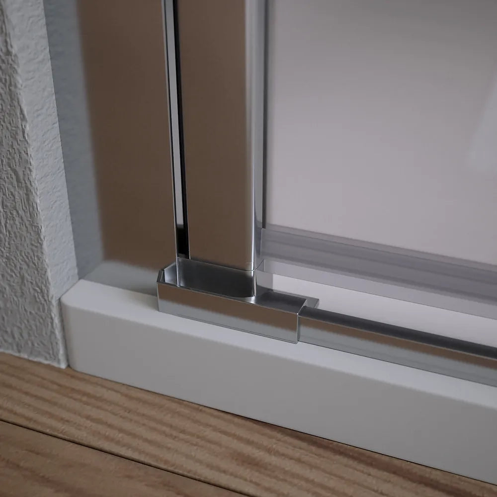 Box doccia 80x90cm con apertura a battente e parete fissa, profili cromati e vetro da 6mm opaco h195 | Elba