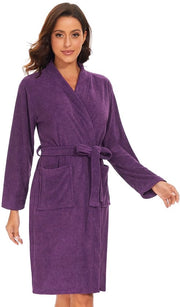 Badjas per donna da sauna con lunghezza del ginocchio, impermeabile, colore blu scuro