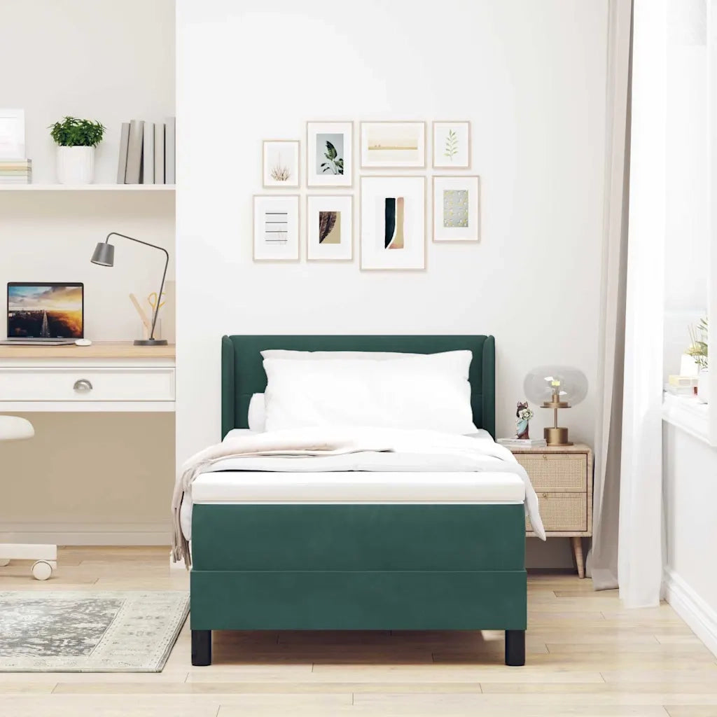 Letto a molle con testiera Verde Scuro 190 x 90 cm Velluto 3341447