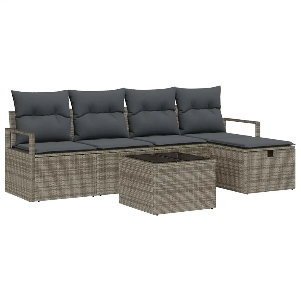 Set di divani con cuscino 6 pcs Grigio polyrattan
