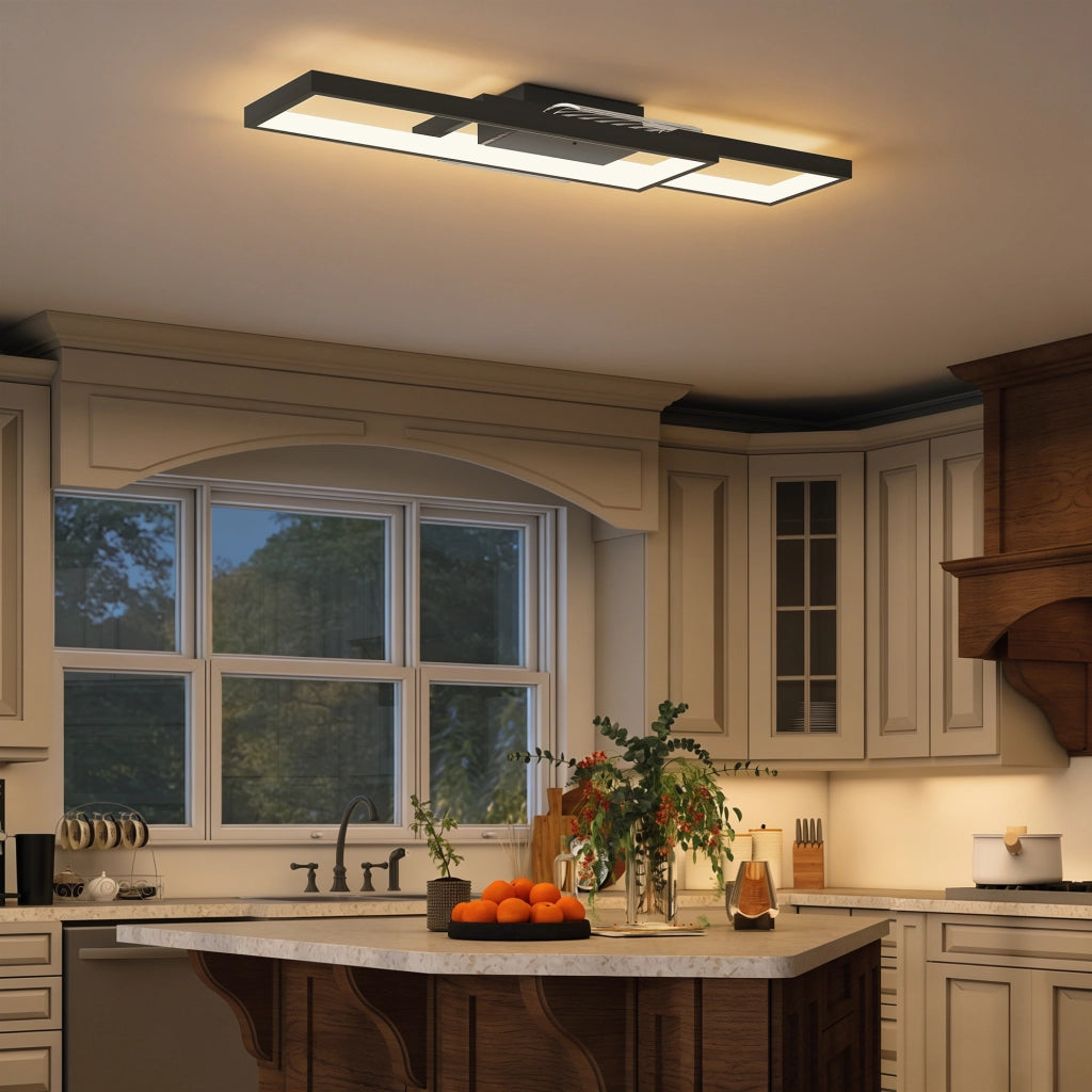 Lampada LED a Soffitto 70x30 cm Dimmerabile 3000-6000K con Telecomando e Interruttore Nero