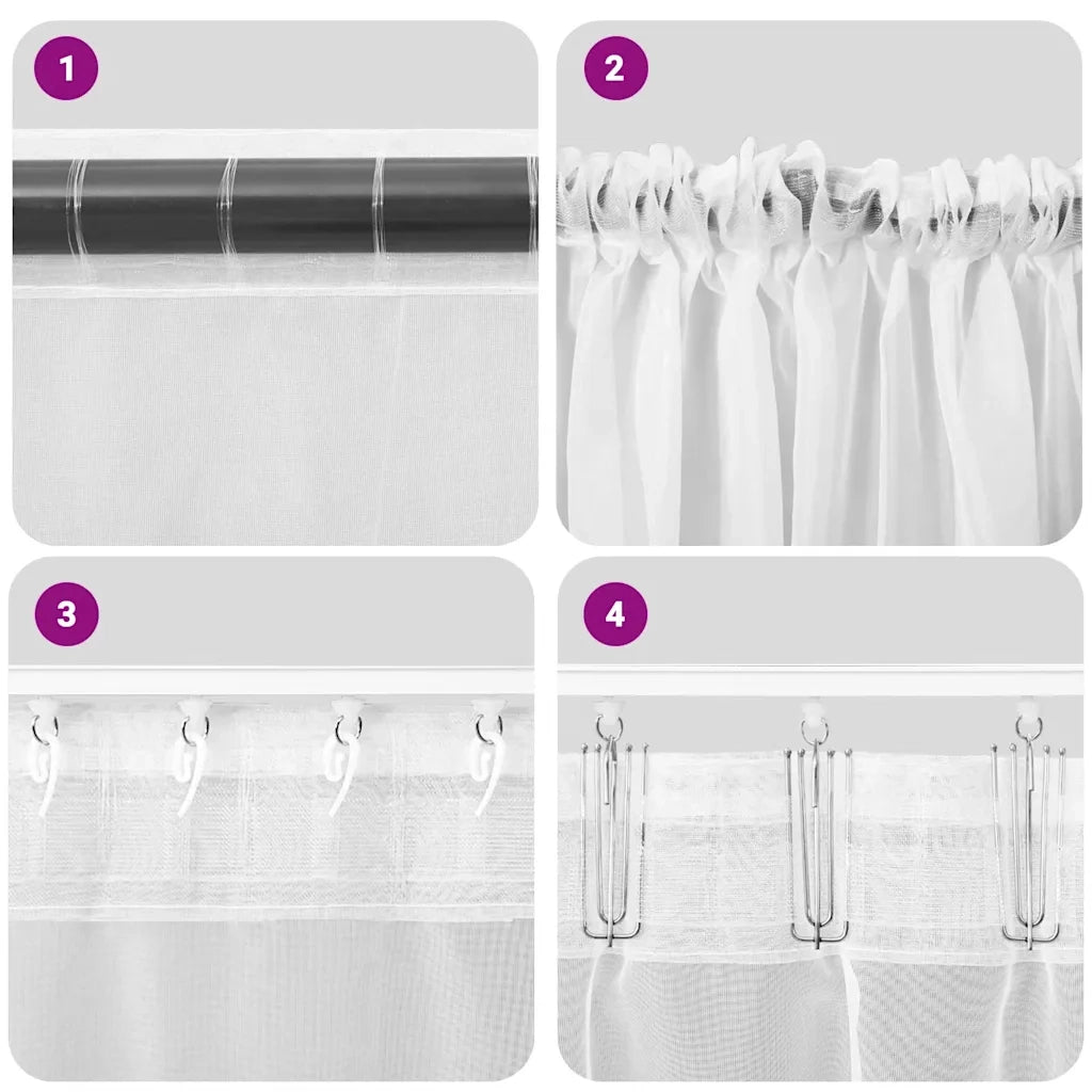 Tende in Voile con Tasche per Aste 2 pz Grigio Chiaro