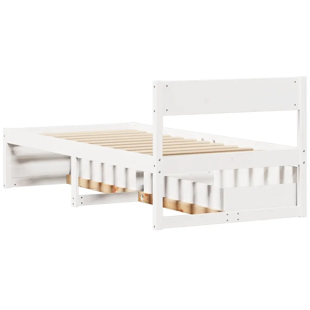 Letto senza Materasso-Struttura Letto Bianco 90x200 cm Legno Massello di Pino 801059