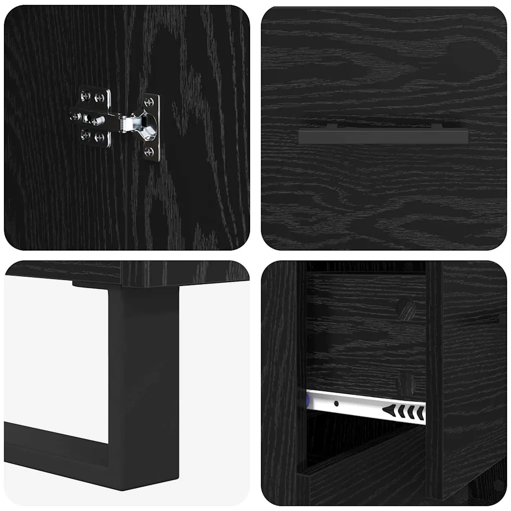 Credenza con Cassetto-Buffet-Armadio da cucina Rovere Nero 69,5 x 34 x 90 cm 126703