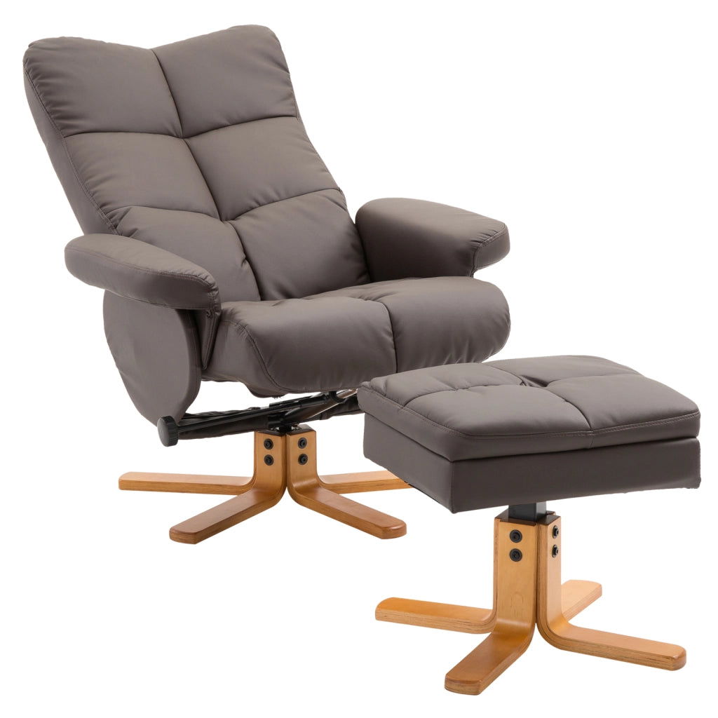 Poltrona Relax Reclinabile 360¡ã Girevole con Poggiapiedi ¨C Minimal ¨C Marrone in Similpelle