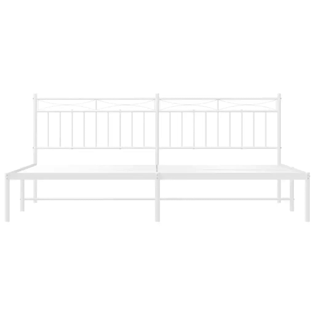 Letto matrimoniale | Letto per adulti | Giroletto con Testiera Metallo Bianco 193x203 cm