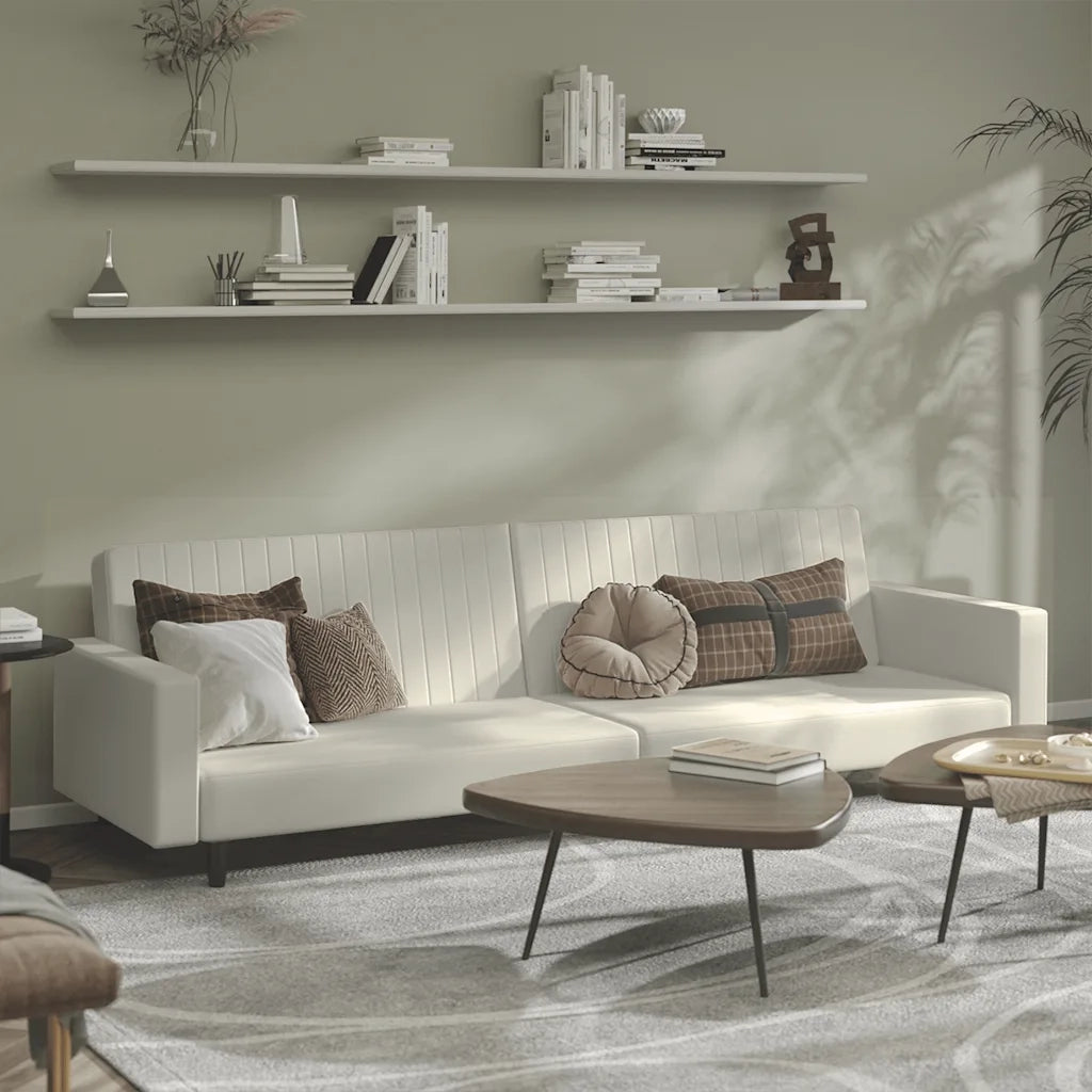 Divano letto | Sof¨¤ letto | Letto singolo a 2 Posti Crema in Velluto