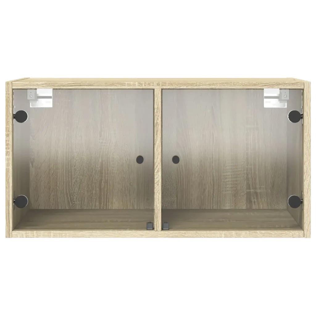 Armadietto a Muro | Mobili a Muro con Ante in Vetro 2 pz Rovere Sonoma 68,5x37x35 cm
