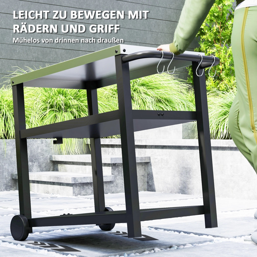 Carrello da cucina 3 ripiani con piano lavoro ganci ruote ¨C zephmum ¨C Edelstahl 102x50x81cm Grigio Antracite