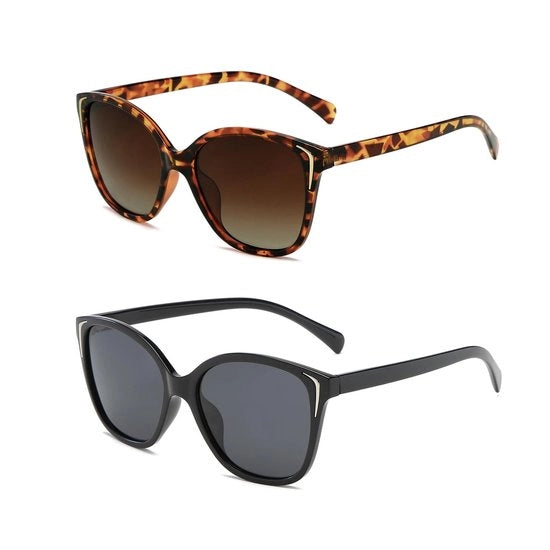 Ombrelloni per donne a polarizzazione - 2 pezzi - Cat Eye - protezione UV400 - oversized - montatura leggera - occhiali da sole