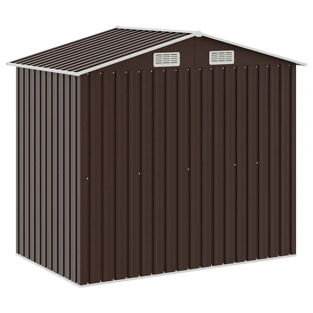 Capanno da Giardino con Scaffali Marrone 205x130x183 cm Ferro