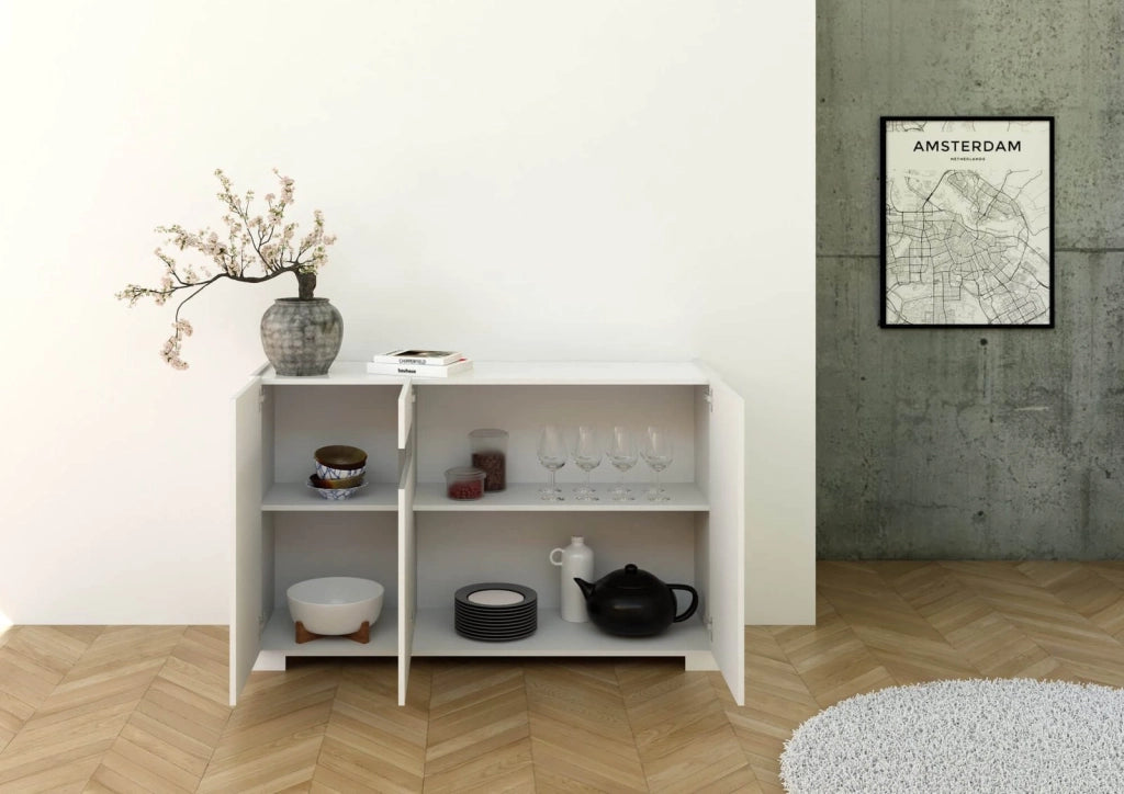 Madia 3 ante 130x40x81 cm bianco lucido - RIFLESSO