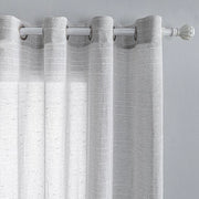 Set di tende con inserti - 2 pezzi - 225 x 140 cm - Semitrasparente - Decorativo - Bianco con strisce - Design moderno - Decorazione per finestre