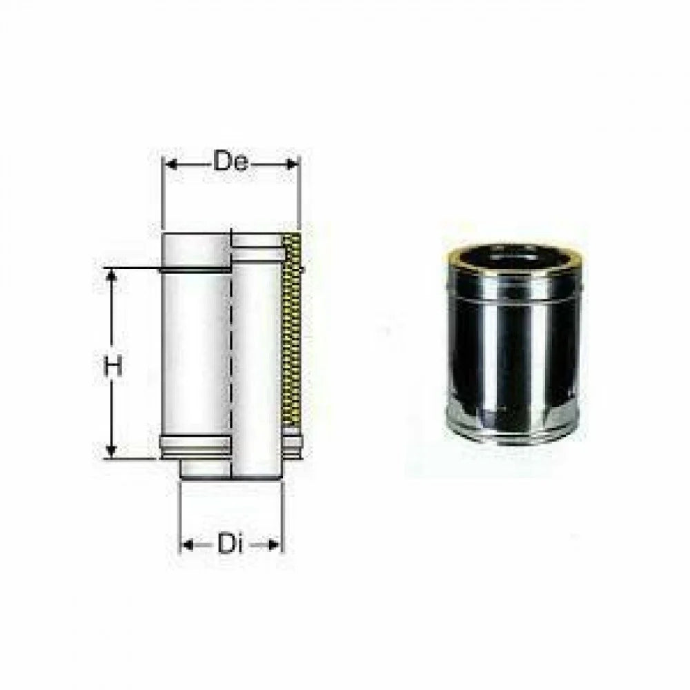 Inox doppia parete aisi 316 tubo l.330 d.150 200