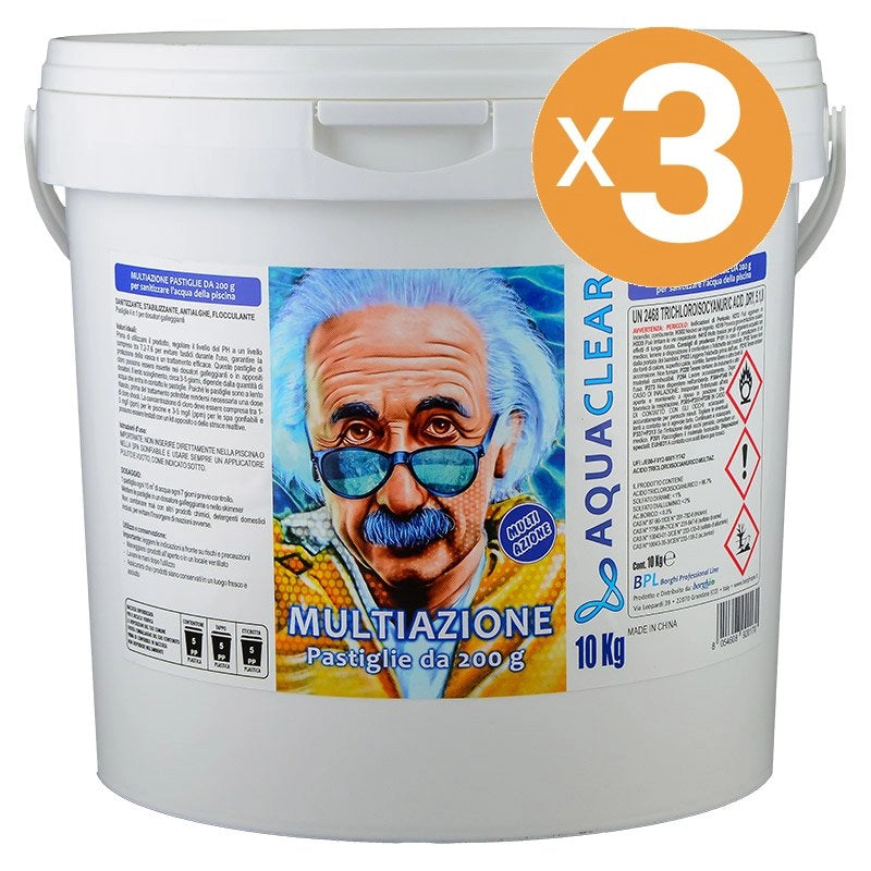 Pastiglie multiazione piscina 4 in 1 da 200 g blisterate AQUACLEAR Quantità confezione: 3 confezioni