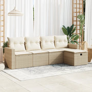Set Divano da Giardino 5 pz con Cuscini Beige in Polyrattan 3325364
