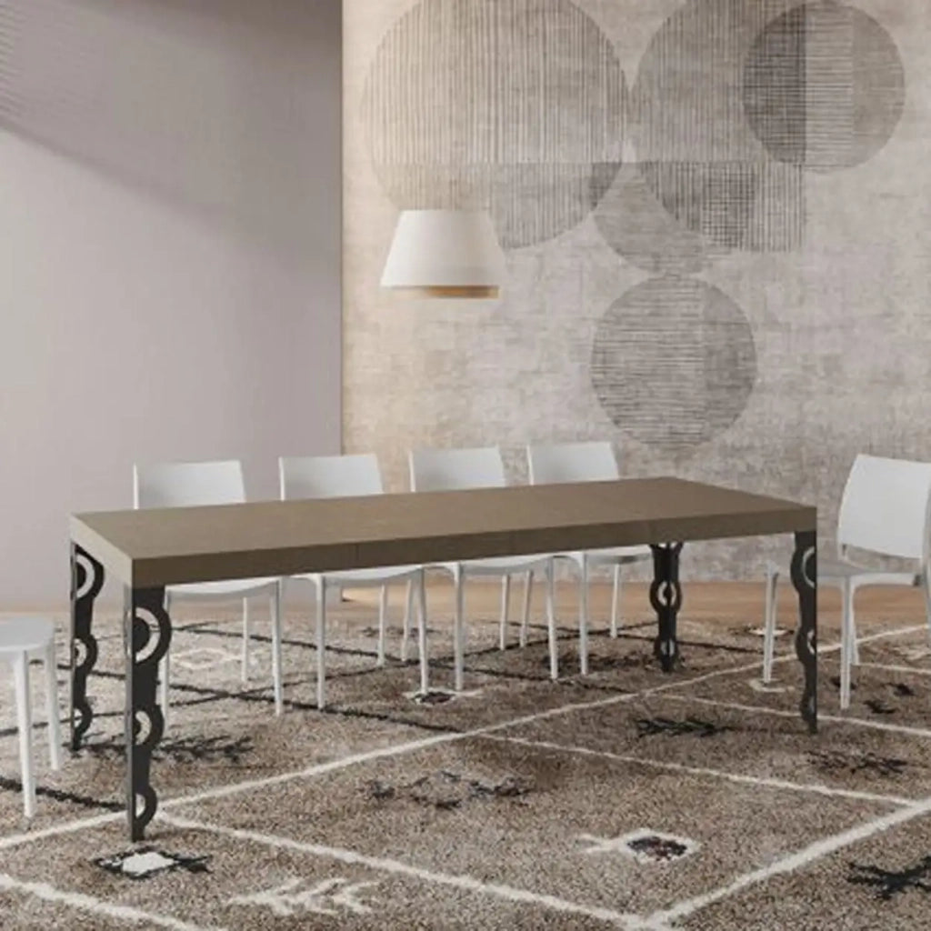 Tavolo allungabile 140/244x90 cm Karamay Premium tortora gambe antracite