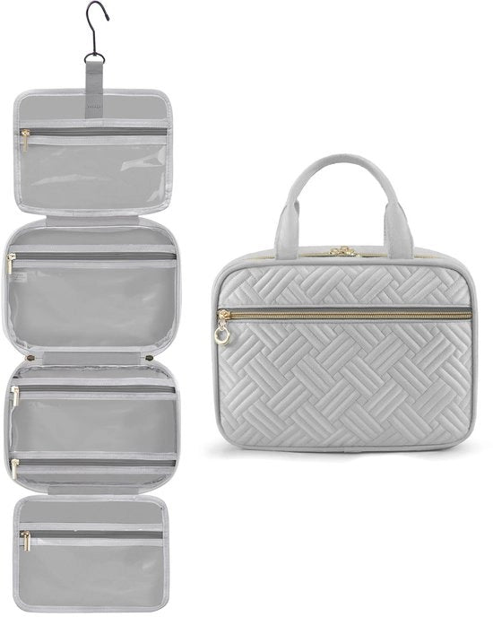 Toilette per viaggiatrice, sacchetto per bagno, sacchetto per capelli, sacchetto per cosmetici, sacchetto per bagno, grande con 360° ganci rotanti per viaggi